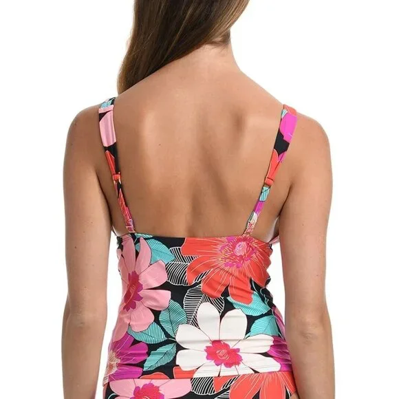 La Blanca Womens Size 6 Over The Shoulder Front Knot Tankini Swimsuit Top NEW - Picture 2 of 2